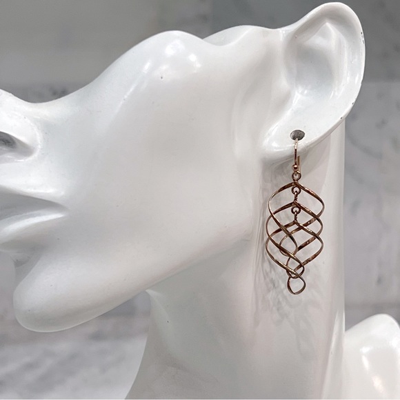 Rosegold Sterling Silver Twisted Dangle - Picture 2 of 8